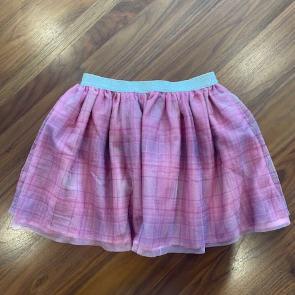 Girl's metallic plaid tulle skirt